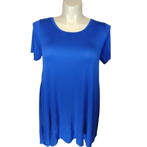 Women Blue Short Sleeve Tunic - Picture 1 of 1